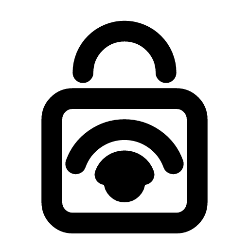 Side channel icon — An open lock with a signal in it — a secret read from power, cache or sound