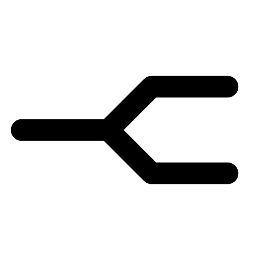 Splitter icon — A splitter — one stream fanned out into two so both branches receive it