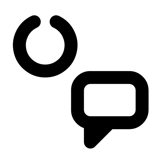 Support agent icon — An agent beside a speech bubble — a customer support agent that answers people