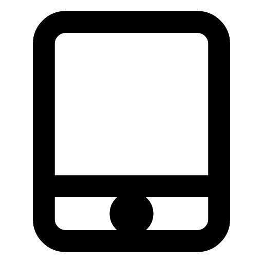 Tablet icon — A tablet held upright, its button below the screen — the middle-sized device