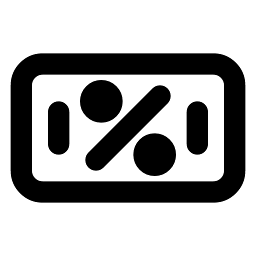 Tax rule icon — A banknote with a percent on it — the tax the shop must add
