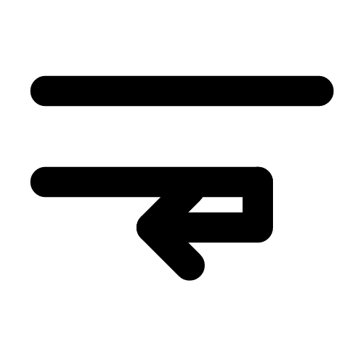 Text wrap icon — Lines with the last one turning back under the one above — wrap text onto the next line