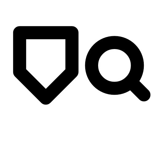 Threat hunt icon — A shield beside a magnifying glass — searching for threats before they strike