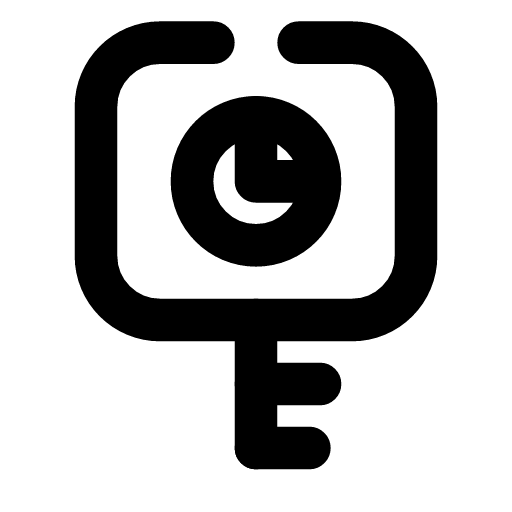 Token expiry icon — A key with a clock in its head — a credential that expires after a while