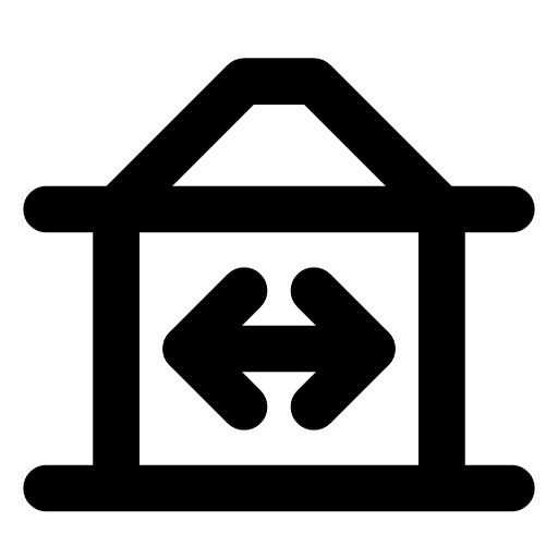 Transfer between accounts icon — The bank with an arrow pointing both ways — money moved from one account to another