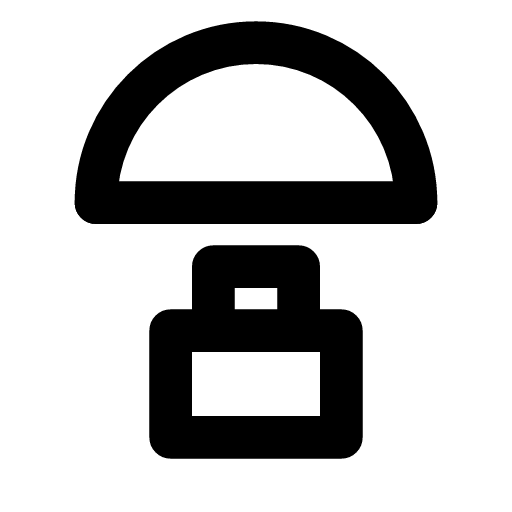 Travel cover icon — A suitcase under a canopy — the trip, covered