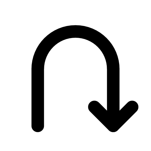 U-turn icon — An arrow that goes up, turns, and comes back down