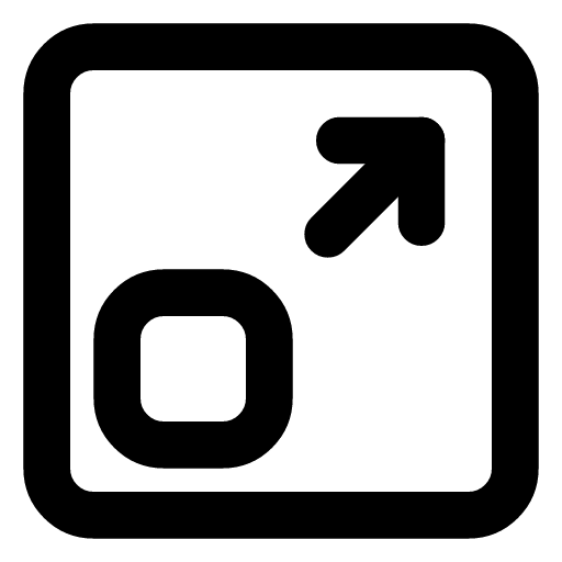 Upscale icon — A small image expanding toward the corner — AI upscaling and super-resolution enhancement