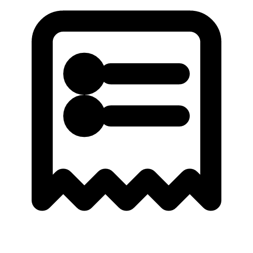 Usage record icon — A receipt with bulleted entries — each unit of use, written down as it happened