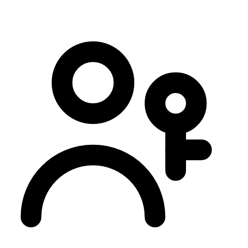 User key icon — A person with a key beside them — this user's credential, the key that signs them in