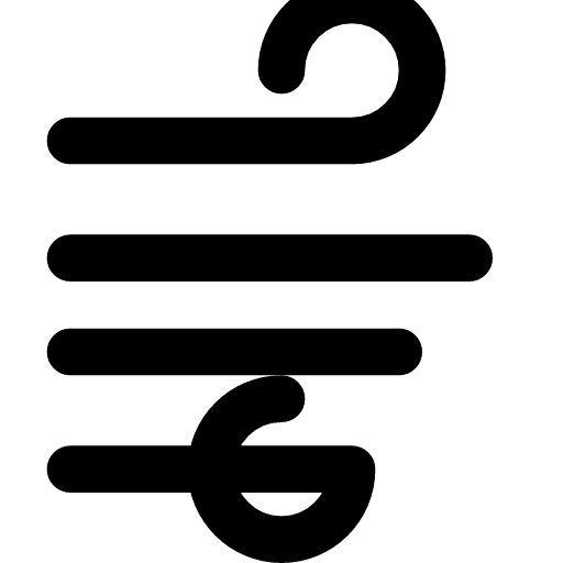 Strong wind icon — Four lines, two curling