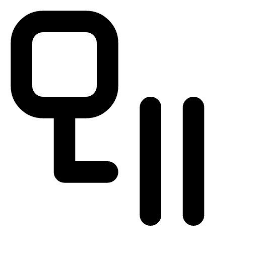 Workflow pause icon — Workflow pause — the flow held where it is, suspended and waiting
