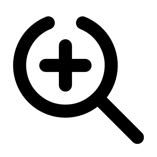 Zoom in icon — Zoom in — look closer, magnify and enlarge what is on screen